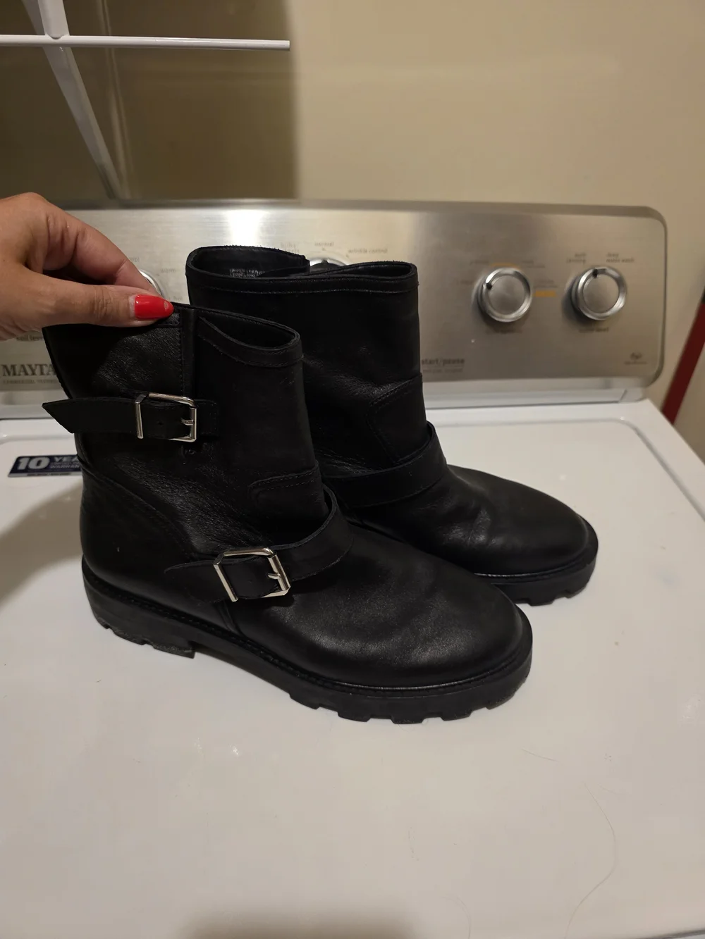 Banana Republic Black Leather Buckle Ankle Booties